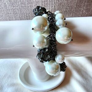 Simply Vera Vera Wang fauxpearl stretch bracelet with smoky rhinestone balls